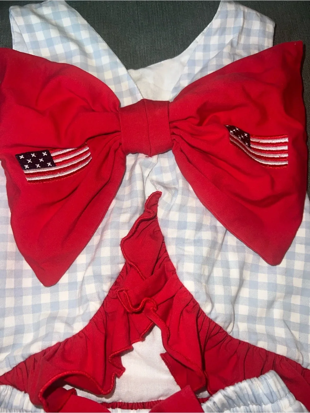 Patriotic Gingham Kids Matching Set - Blue & Red